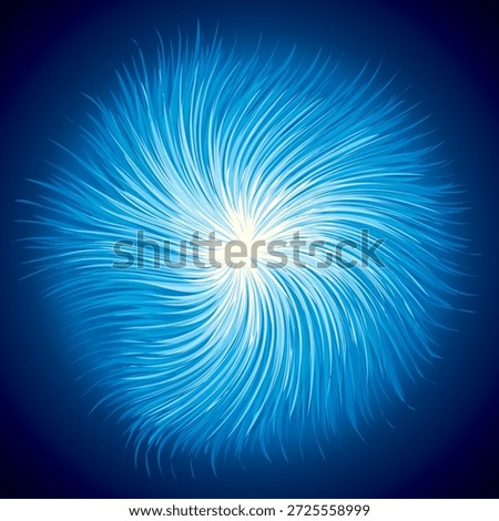 Bright cold cyan circular midpoint shape mystic art design. Sacred magic soul disc sphere form in modern creative tech line style. Navy aqua color motley power blast ball symbol on dark fond for text