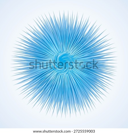 Bright cold cyan circular midpoint shape mystic art design. Sacred magic soul disc sphere form in modern creative tech line style. Navy aqua color motley power blast ball symbol on dark fond for text