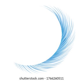 Bright cold pure cyan blast burst shape drawing art web design. Fuzzy wash spin line form sign logo. Light text space modern artist creative line style. Azure color winter air wind decor emblem symbol