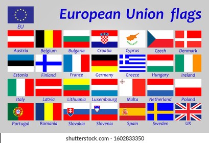 A bright collection of flags of the European Union