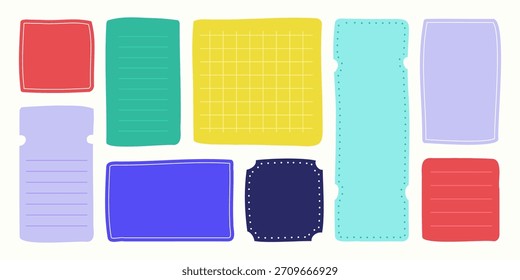 Una colección brillante de fondos coloridos simples con marcos de Vector vacíos y limpios para texto, Elementos de diseño para notas, mensajes, rótulos y proyectos creativos.