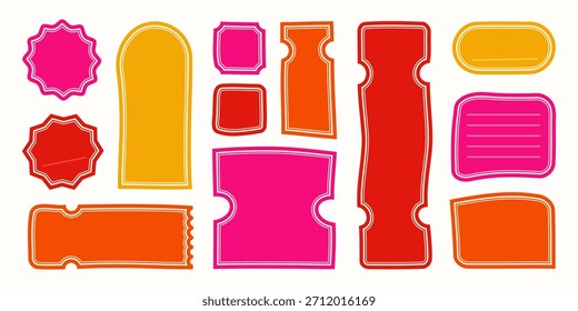Una colección brillante de fondos coloridos simples con marcos de Vector vacíos y limpios para texto, Elementos de diseño para notas, mensajes, rótulos y proyectos creativos.