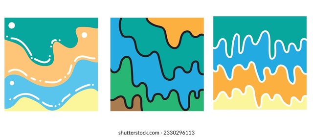 Bright color abstract background template set. Melted flowing ice cream background for poster, card, flyer, cover, banner, brochure.