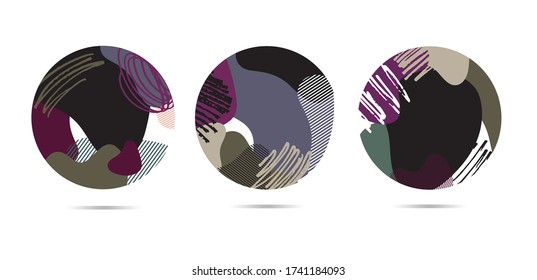 Bright color abstract elements. Template design for poster, banner, social media post. Color Trendy color bright hand drawn doodle abstract background.