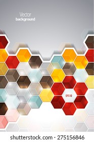 Bright color abstract geometric pattern. Blue, yellow, red polygons on a grey background. Cover design template layout for corporate business card, booklet, brochure, flyer, poster, banner. 