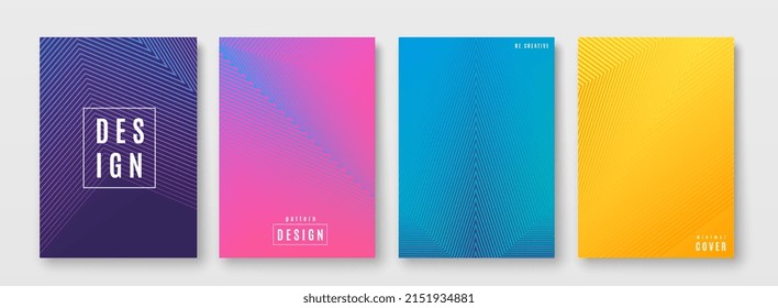 Bright color abstract pattern background vector illustration with line gradient texture for minimal dynamic cover design. Blue, pink, yellow, purple placard poster template.