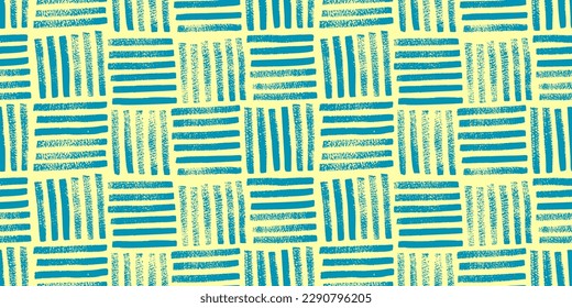 Bright color abstract weave seamless pattern. Colorful banner with vertical and horizontal hand drawn stripes. Geometric abstract grunge pattern. Basket or weave texture. Brush drawn wicker texture.