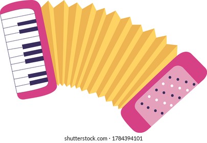 Bright color accordion on isolated background, vector illustration.