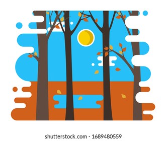Bright color autumn vector illustration. Template for print, poster, banner, postcard and more.