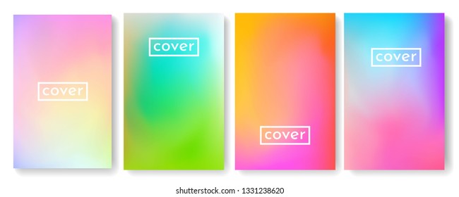 Bright color background with mesh gradient texture for brochure, leaflet, flyer, cover, catalog. Blue, pink, yellow, green placard poster template. Vector illustration.