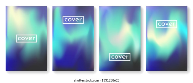 Bright color background with mesh gradient texture for brochure, leaflet, flyer, cover, catalog. Blue, pink, yellow, green placard poster template. Vector illustration.