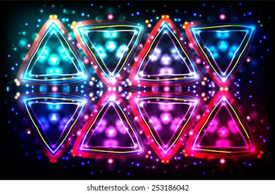 Bright color background, space triangle