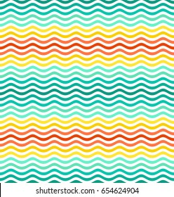 Bright color background. Waves seamless pattern. Vector illustration.