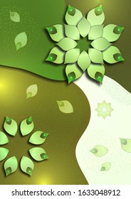 Bright color background. Wavy shapes, floral elements, oriental motifs. Design template for banners, flyers or posters, covers. Vector illustration