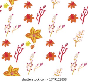 Bright color beautiful background. Tileable images from  petals and  herbs. Summer theme pattern.