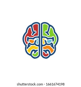 bright color brain vector design logo