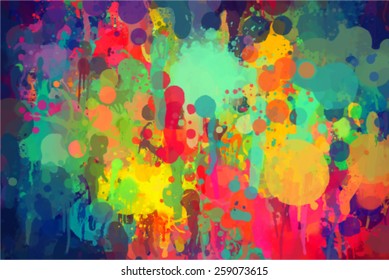 Bright color brush strokes background. Vector version