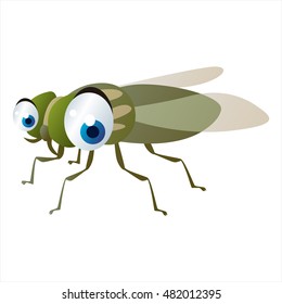 bright color cool cartoon illustration of insect. For logos or mascots. Fly