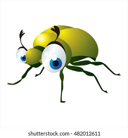 bright color cool cartoon illustration of insect. For logos or mascots. June Bug