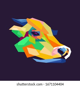 bright color cow vector illustration style pop art portrait fit for poster and others