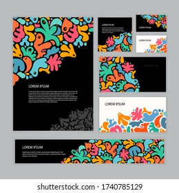 Bright color cute corporate identity template design. Vector illustration