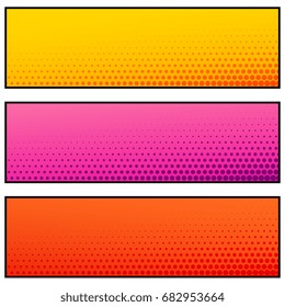 bright color empty banners with halftone effect