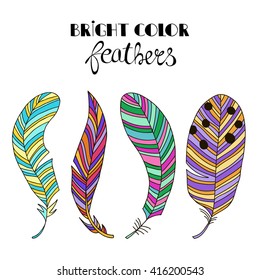 Bright color feathers set