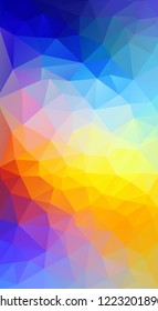 Bright color. Flat triangle bright red and blue gradient background