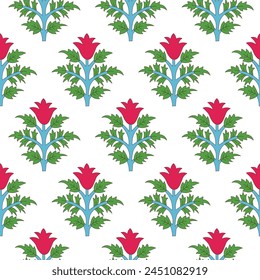 Bright color flowers seamless repeat floral blossom pattern 