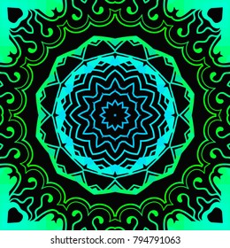 Bright color glowing lines, neon seamless pattern. Festive Christmas shiny background with blurred effect. Abstract fantasy colorful pattern for creative graphic design. Fractal mosaic art
