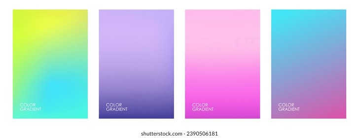 Bright color gradients. Set of abstract colored backgrounds for brochure covers, posters and flyers. Vector illustration.