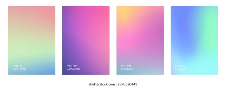 Bright color gradients. Set of abstract  blurred backgrounds for brochure covers, posters and flyers. Vector illustration.