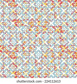 bright color grunge texture on blue mesh pattern vector