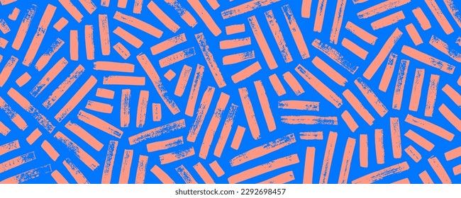 Bright color grunge weave seamless pattern. Colorful vector wicker texture. Geometric simple pattern. Abstract geometric ornament. Interlacing bands, bold lines. Distressed texture of weaving fabric.