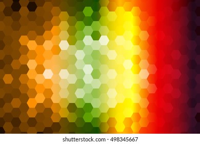 bright color hexagon background. green, orange, yellow tone. vector illustration. for design poster, banner template