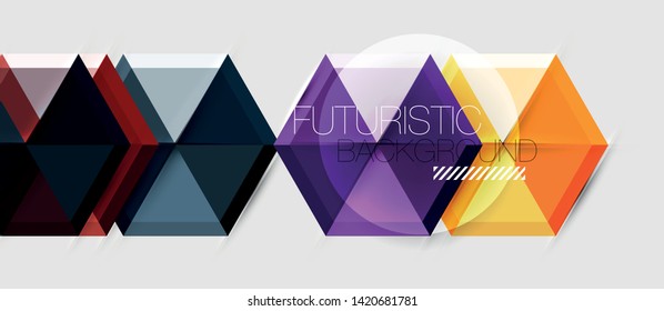 Bright color hexagon geometrical composition background, business presentation template. Vector design