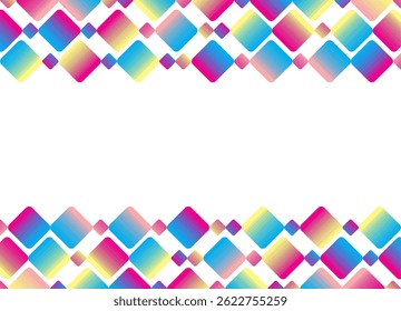 Bright color illustration of square shapes in gradient tones on a white background. Design element for presentations, technology, covers. Modern geometric pattern. Corporate style and creativity.Frame