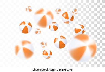 Bright Color Inflatable Balls Flying On Transparent Background. Vector Illustration