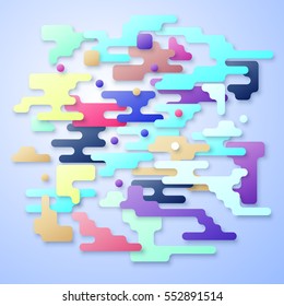 Bright color lines and dots, colorful minimalist design with geometric shapes forming abstract beautiful background. Perfect backdrop for project of brochure or flyer.