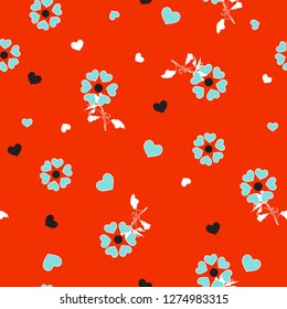 Bright color of Mini heart create a beautiful flowers blowing in the wind seamless pattern in vector design for fashion,wallpaper,web,fabric and all prints on vivid orange background color