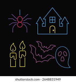 Bright Color Neon Halloween Icons