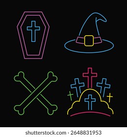 Bright Color Neon Halloween Icons