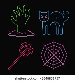 Bright Color Neon Halloween Icons