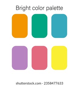 Bright color palette. Swatch guide, decoration, scheme. Vector. Rainbow, orange, green, red, purple, yellow.