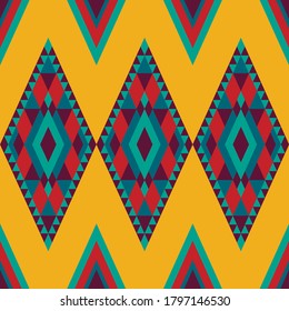 Bright color pattern in folk style. Seamless pattern. For textiles, fashion, decor, carpet, design, background, fashion.