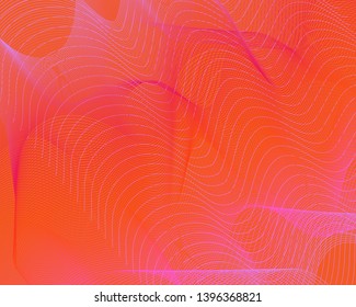 Bright color pattern pink grid lines Abstract wavy orange background. Liquid composition of forms. Eps10 vector. Minimal geometric pattern. Design element, poster, postcard, website.