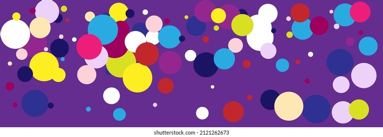 Bright Color Play Yellow Multicolor Dark Design Pic. Rainbow Violet Blue Beige Red Indigo Textile. Green Pink Vibrant Vivid White Print. Pastel Circles Children Kids Purple Background.