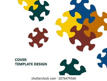 Bright color puzzle, puzzle with place for text. The idea of unity, teamwork. Vector illustration