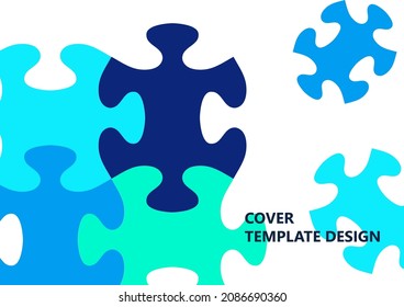 Bright color puzzle, puzzle with place for text. The idea of unity, teamwork. Vector illustration