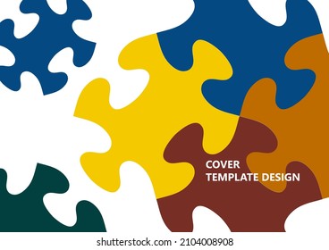 Bright color puzzle, puzzle with place for text. The idea of unity, teamwork. Vector illustration